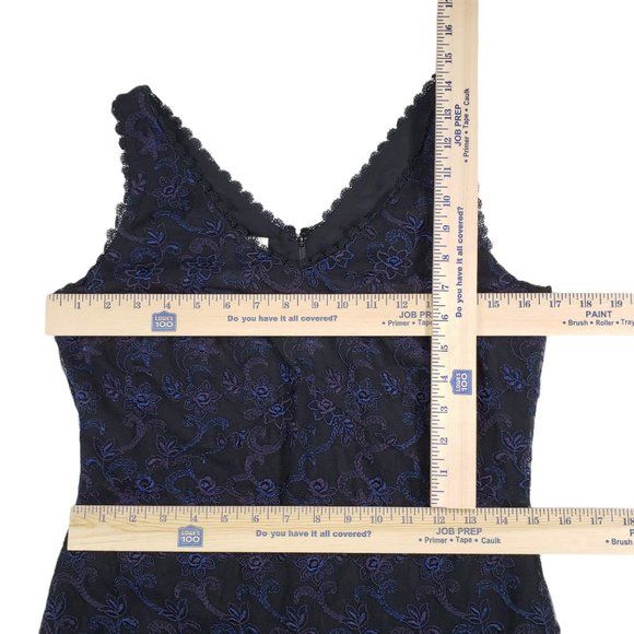 Vtg 90s Laura Ashley Sleeveless Maxi Dress 6 Womens Purple Lace Over Black Base - Picture 3 of 15